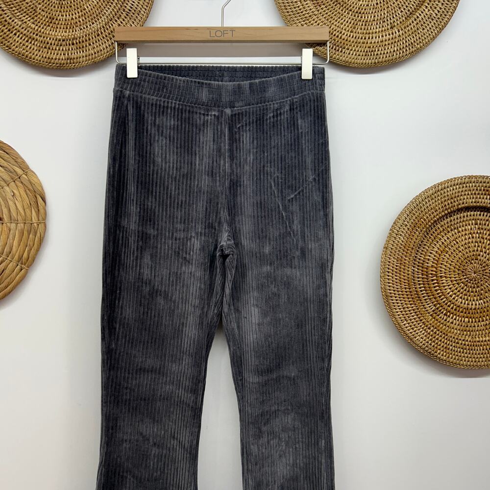 Aerie Gray Velvet Rib Flare Wide Leg Knit Pant Small Hippie Boho Loungewear - Picture 3 of 5